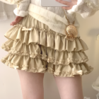 Beige ruffled mini skirt, Yume Kawaii Aesthetic.
