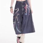 Rainbow Chain Print Bermuda Pants - Y2K Aesthetic Pants featuring embroidery and chain details.