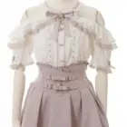 Jirai Kei Skirt, a pleated, ruffled A-line skirt with a corset-style belt.