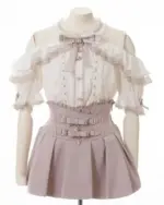 Jirai Kei Skirt, a pleated, ruffled A-line skirt with a corset-style belt.
