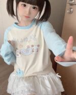 Kawaii Panda Pastel Long Sleeve T-Shirt featuring a cute panda design and pastel colors.