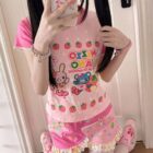 Mezzo Piano Strawberry T-Shirt featuring pink and strawberry design, adorable character details.