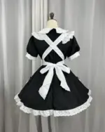 Black and white Kawaii Maid Uniform Set, featuring ruffles and a bow detail.