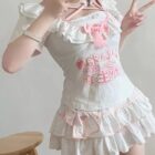 Ruffled Cake Skirt - Yume Kawaii Skirt with pink accents and a graphic print.