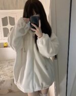 White Bear Paw Hoodie featuring oversized paw pockets. Jojifuku aesthetic Bear Paw Hoodie.