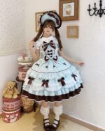 Frilly Ribbon Dress - Hime Lolita Dress, layered with ruffles and bows, worn by a model.