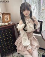 Japanese Ruffled Skirt and Off Shoulder Blouse - Jirai Kei Set, featuring a delicate blouse and layered skirt.