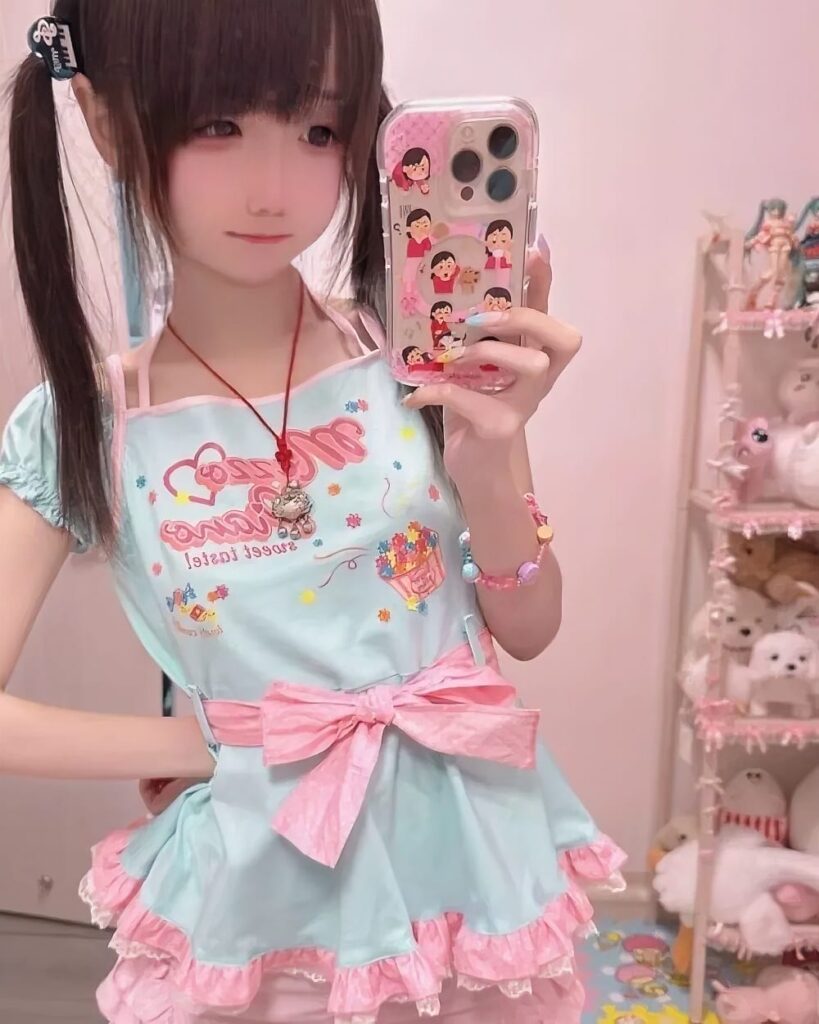Cute Lolita Pastel Top - Jojifuku aesthetic with floral print and ruffles.