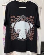 Black t-shirt with a Neko Print Matching T-Shirt featuring a white cat and Japanese text.