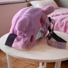 Pink Gloomy Bear Plush Bag with zipper and adjustable strap, cutecore aesthetic.