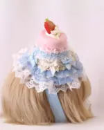 Ruffled Cake Hairpin - Sweet Lolita Hairpin, featuring a miniature cake and delicate lace details.