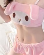 Sanrio-inspired pajamas featuring a My Melody design, soft pink top and shorts.