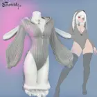 KORURACLUB Knitted Bunny Girl Jumpsuit displayed on a mannequin with a digital illustration.