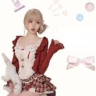 Kawaii Coquette Aesthetic Dress set with corset, skirt, and accessories.