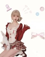 Kawaii Coquette Aesthetic Dress set with corset, skirt, and accessories.