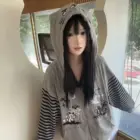 Teary Neko Gray Hoodie - Halloween Edition word1
