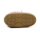 Bottom view of Pink Fluffy Boots featuring a textured, circular sole and size markings.