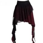 Irregular Grunge Plaid Skirt featuring patchwork and layered fabric details.