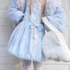 Fluffy Angel Wings Bag - Harajuku Aesthetic, shown alongside a pastel outfit.