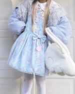 Fluffy Angel Wings Bag - Harajuku Aesthetic, shown alongside a pastel outfit.