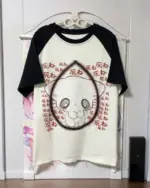 Neko Print Matching T-Shirt featuring a cute cat design and Japanese text.