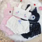 Sanrio-inspired pajamas featuring My Melody and Kuromi, a white and black set.