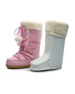 Pink Fluffy Boots, kidcore style, high-top winter boots with sherpa lining.