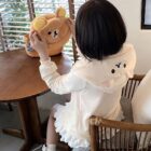 White Kuma Zip Up Hoodie shows Jojifuku Aesthetic, featuring cute ear details.