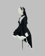 Black Nun Dress - Gothic Aesthetic, a formal black dress with white lace details and a veil.