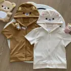 Two Kuma Zip Up Hoodies in brown and white, featuring Rilakkuma faces. Jojifuku Hoodie design.