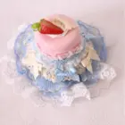 Ruffled Cake Hairpin - Sweet Lolita Hairpin, featuring delicate lace, bows, and a strawberry adornment.
