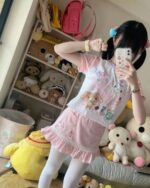 Sugarbunnies T-Shirt featuring a pink Jojifuku aesthetic design with cute animal characters.