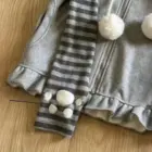 Gray Striped Sleeves Neko Hoodie with paw accents and pom-poms.