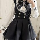 Black and white Jirai Kei Dress Collection with lace, ruffles, and a sheer overlay.