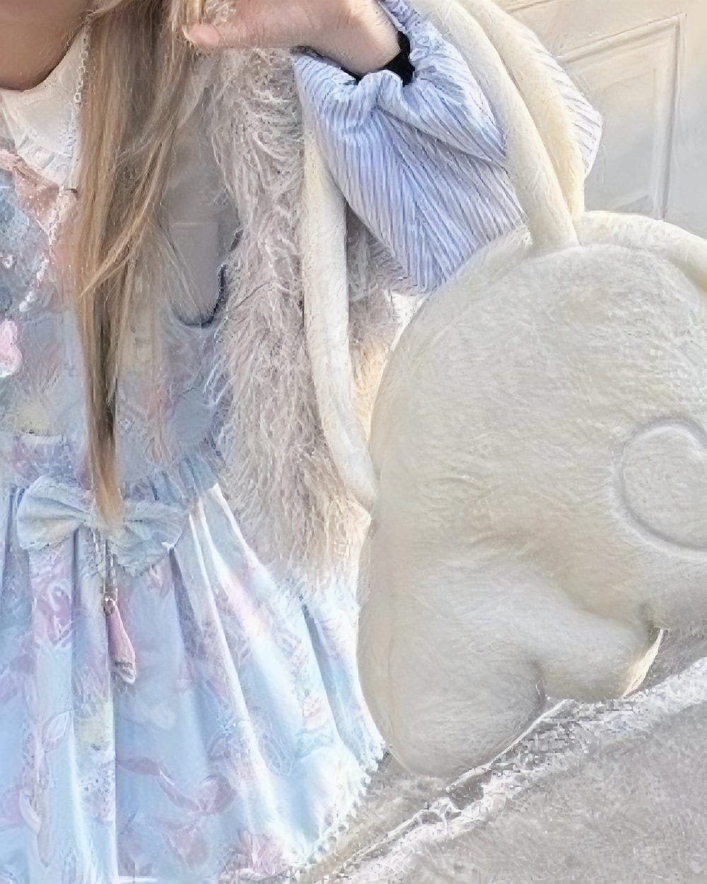 Close-up of a Fluffy Angel Wings Bag - Harajuku Aesthetic, showcasing its plush design.