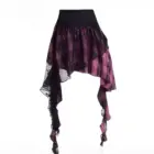 Irregular patchwork Grunge Plaid Skirt with lace detailing and a layered, distressed aesthetic.