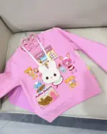Pink Mezzo Piano Sweatshirt featuring bunny characters and bakery designs.