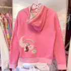 Pink Mezzo Piano Hoodie - Sweets Edition featuring sweet doughnuts and stars on a red sweatshirt.