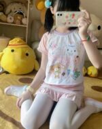 Sugarbunnies T-Shirt featuring a cute, pastel Jojifuku aesthetic design with bears and mushrooms.