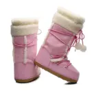 Pink Fluffy Boots, kidcore style, faux fur lined winter boots with pom-poms.