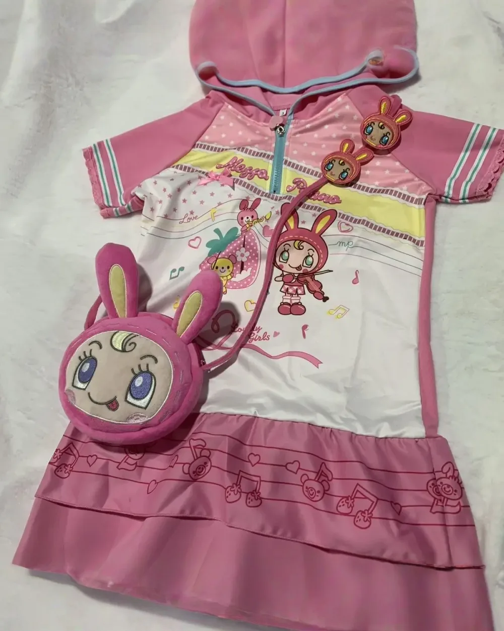 Mezzo Piano Cross Body Bag - Jojifuku Aesthetic, featuring a cute bunny design and attached to a short-sleeve dress.