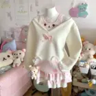 White Kawaii Bear Sweatshirt displayed on a mannequin with a pink set.