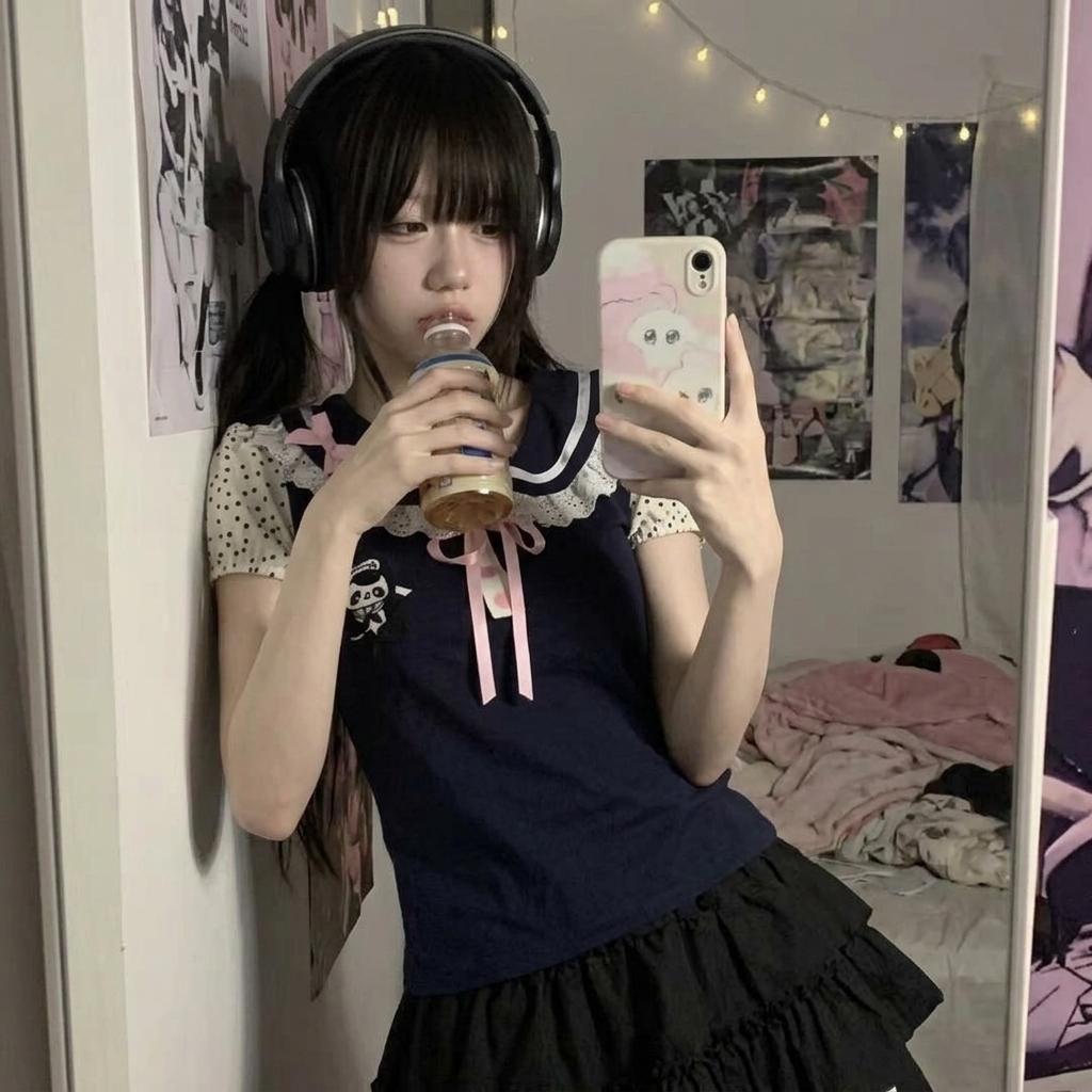 Midnight Panda Sailor Kawaii T-Shirt word3