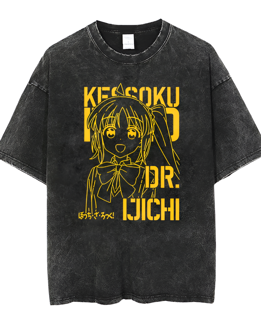 Anti-Social Club T-Shirt featuring Bocchi the Rock! character graphic. This Bocchi shirt has a washed black finish.