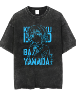 Black cotton t-shirt featuring a blue anime-style graphic. This is a Bocchi shirt from the Anti-Social Club Bocchi Collection.