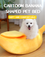 Cartoon banana shaped pet bed, soft and comfortable cute cat beds.