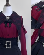 Bloodmoon Corset Coord featuring a red and black design, embodying the Jirai Kei aesthetic with lace details.