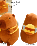 Capybara Plushies - Nature Explorer Edition with a small plush companion attached as a keychain. Front and back views shown.