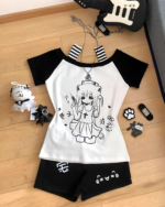 Cat Girl Nurse T-Shirt outfit with accessories including a stethoscope and paw print charm.