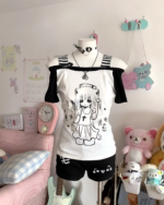 Cat Girl Nurse T-Shirt on a mannequin with accessories.